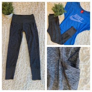 Soft Brushed Pocket Leggings High Waist Yoga Tights Gym Pants Gray size Small